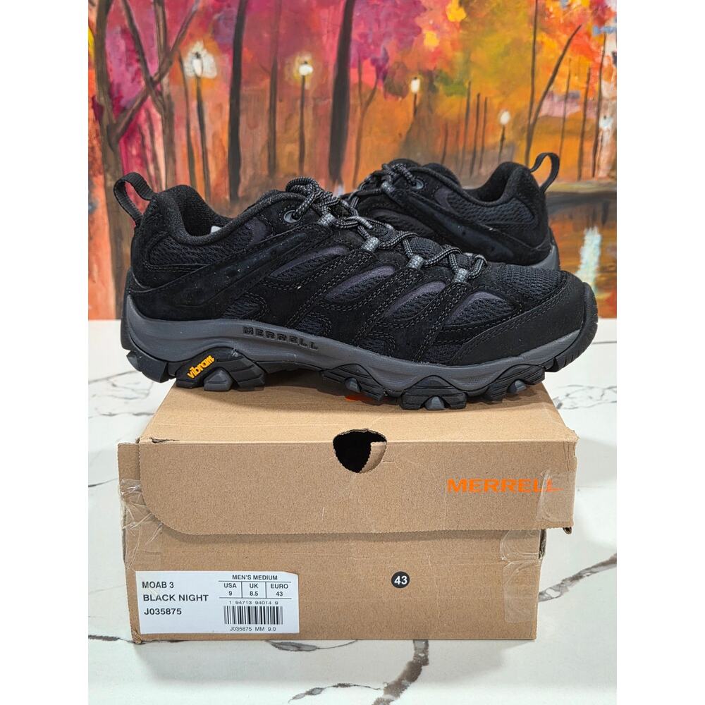 Merrell Moab 3 Low Black Night Boots Size 9 J035875 Hiking